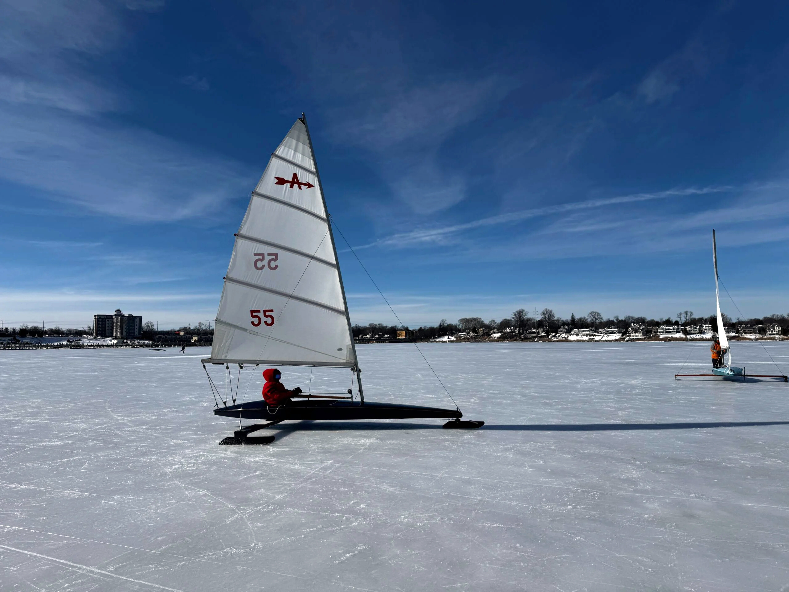 A frozen Navesink River resulting from cold conditions in January allowed for winter recreation, including ice boating by the North Shrewsbury Ice Boat and Yacht Club on February 1st. Photo by Brian Donohue. A frozen Navesink River resulting from cold conditions in January allowed for winter recreation, including ice boating by the North Shrewsbury Ice Boat and Yacht Club on February 1st. Photo by Brian Donohue.