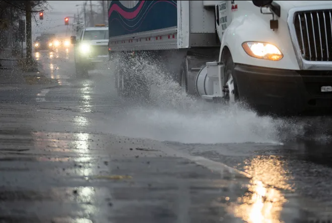 A truck splashes a puddle on Route 46 in Ridgefield Park (Bergen County) on December 9th, 2024. December helped ameliorate drought conditions, but not eliminate it. Photo by Julian Leshay Guadalupe/NorthJersey.com A truck splashes a puddle on Route 46 in Ridgefield Park (Bergen County) on December 9th, 2024. December helped ameliorate drought conditions, but not eliminate it. Photo by Julian Leshay Guadalupe/NorthJersey.com