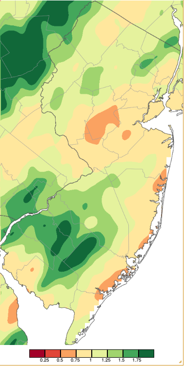Figure 3. Precipitation across New Jersey from 8 AM on August 6th through 8 AM August 8th (combination of two episodes) based on a PRISM (Oregon State University) analysis generated using NWS Cooperative, CoCoRaHS, NJWxNet, and other professional weather station observations. Precipitation across New Jersey from 8 AM on August 6th through 8 AM August 8th (combination of two episodes) based on a PRISM (Oregon State University) analysis generated using NWS Cooperative, CoCoRaHS, NJWxNet, and other professional weather station observations.