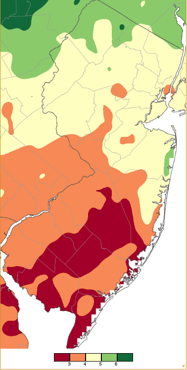 Figure 12. Fall 2024 precipitation across New Jersey from 8AM on August 31st through 7AM November 30th based on a PRISM (Oregon State University) analysis generated using generated using NWS Cooperative and CoCoRaHS observations. Fall 2024 precipitation across New Jersey from 8AM on August 31st through 7AM November 30th based on a PRISM (Oregon State University) analysis generated using generated using NWS Cooperative and CoCoRaHS observations.