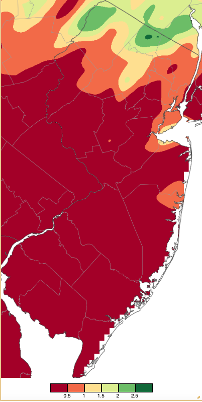 Figure 6. Precipitation across New Jersey from 8 AM on July 5th through 8 AM July 7th using NWS Cooperative, CoCoRaHS, NJWxNet, and other professional weather station observations. Note the scale in inches beneath the map. Precipitation across New Jersey from 8 AM on July 5th through 8 AM July 7th using NWS Cooperative, CoCoRaHS, NJWxNet, and other professional weather station observations.