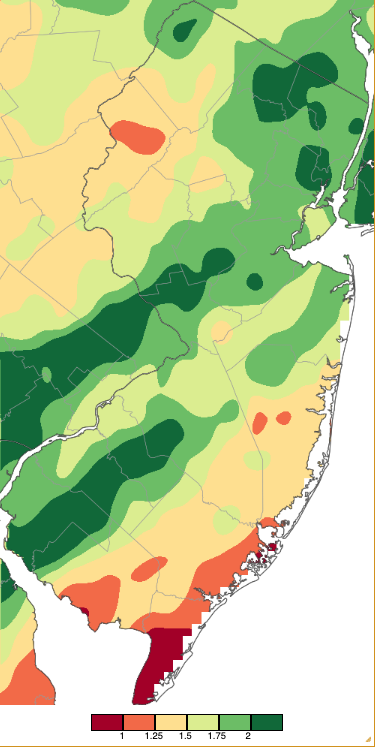Map of precipitation across New Jersey from 8 AM on May 23rd through 8 AM May 26th based on a PRISM (Oregon State University) analysis generated using NWS Cooperative, CoCoRaHS, NJWxNet, and other professional weather station observations.