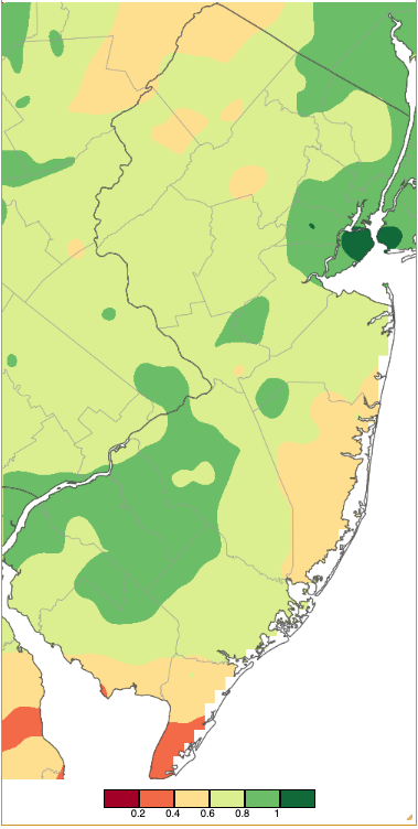 Figure 8. Precipitation across New Jersey from 7 AM on November 27th through 7 AM November 29th based on a PRISM (Oregon State University) analysis generated using NWS Cooperative, CoCoRaHS, NJWxNet, and other professional weather station observations. Precipitation across New Jersey from 7 AM on November 27th through 7 AM November 29th based on a PRISM (Oregon State University) analysis generated using NWS Cooperative, CoCoRaHS, NJWxNet, and other professional weather station observations.