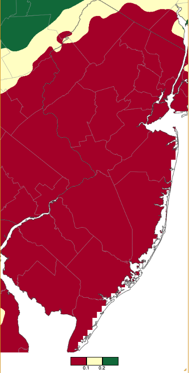 Figure 1. October 2024 precipitation across New Jersey based on a PRISM (Oregon State University) analysis generated using NWS Cooperative, CoCoRaHS, NJWxNet, and other professional weather station observations from approximately 8 AM on September 30th to 8 AM on October 31st. Note the scale in inches at the bottom of the map. Totals range from 0.00”–0.10” (dark red) to 0.20”–0.30” (dark green). October 2024 precipitation across New Jersey based on a PRISM (Oregon State University) analysis generated using NWS Cooperative, CoCoRaHS, NJWxNet, and other professional weather station observations from approximately 8 AM on September 30th to 8 AM on October 31st.