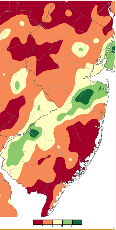 Figure 2. Precipitation across New Jersey from 8 AM on September 9th through 8 AM September 12th based on a PRISM (Oregon State University) analysis generated using NWS Cooperative, CoCoRaHS, NJWxNet, and other professional weather station observations. Precipitation across New Jersey from 8 AM on September 9th through 8 AM September 12th based on a PRISM (Oregon State University) analysis generated using NWS Cooperative, CoCoRaHS, NJWxNet, and other professional weather station observations.