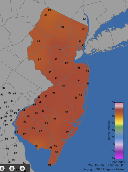 Figure 6. Heat index at 1:55 PM on October 2nd. Figure 6. Heat index at 1:55 PM on October 2nd.