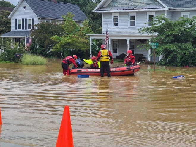 Flash flooding and residential evacuations in Helmetta (Middlesex County) on August 22. Photo by Mayor Chris Slavicek. Flash flooding and residential evacuations in Helmetta on August 22