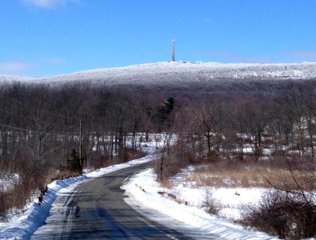 High Point Monument rising above snow and rime-covered trees on February 10. Photo courtesy of Nick Stefano. High Point Monument photo