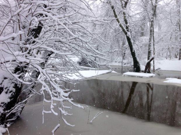 A snowy Six Mile Run along the Millstone River in Franklin Twp (Somerset County) on March 5th. Photo by Dave Robinson. Snow on March 5