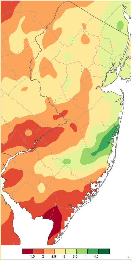 Figure 4. Rainfall from approximately 7 AM on May 28th to 7 AM on May 31st based on a PRISM (Oregon State University) analysis generated using NWS Cooperative and CoCoRaHS observations. Note the scale in inches at the bottom of the figure. Rainfall from approximately 7 AM on May 28th to 7 AM on May 31st based on an analysis generated using NWS Cooperative and CoCoRaHS observations