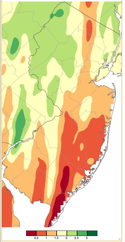 Figure 5. Rainfall from approximately 7 AM on September 23rd to 7 AM on September 24th based on a PRISM (Oregon State University) analysis generated using NWS Cooperative and CoCoRaHS observations. Note the scale in inches at the bottom of the map. Rainfall from approximately 7 AM on September 23rd to 7 AM on September 24th based on a PRISM (Oregon State University) analysis generated using NWS Cooperative and CoCoRaHS observations.