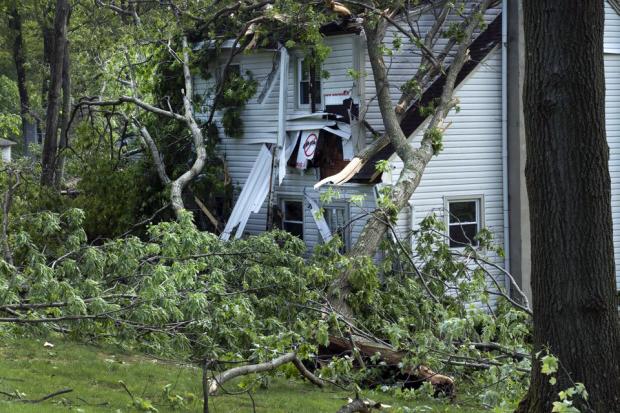 Tree and home damage in Stanhope (Sussex County) on May 29th following an EF1 tornado on the previous evening. Photo by Michael Mancuso/NJ Advance Media. Stanhope tornado damage