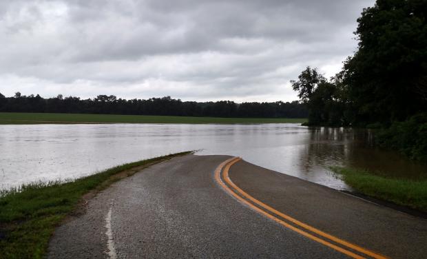 Flooding along Weber Road in Upper Deerfield (Cumberland County) on July 14. Photo by Layne Ball. Flooding photo