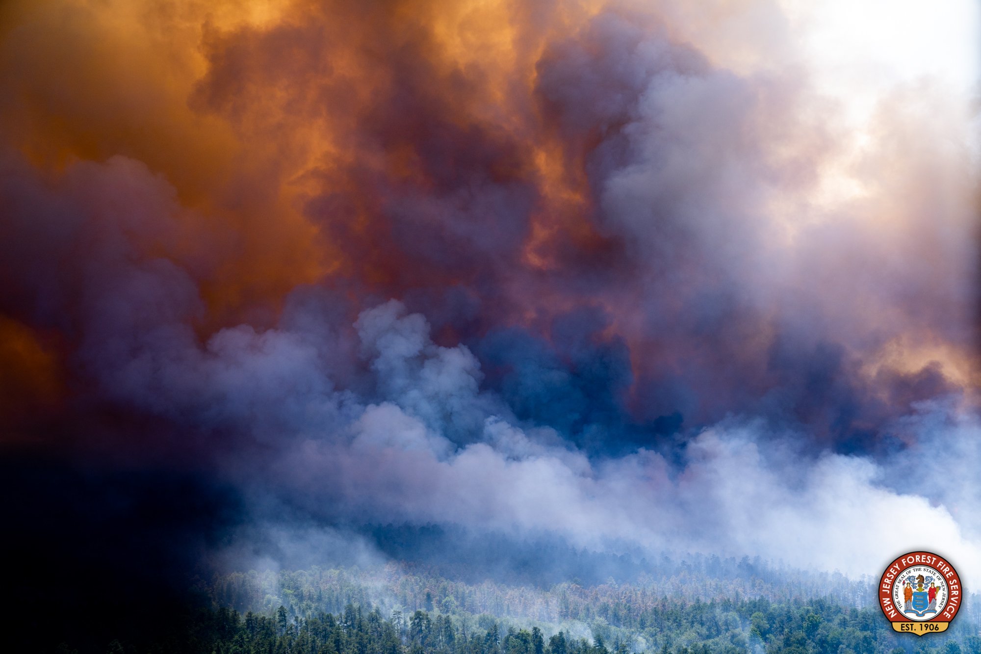 Smoke billows from a large wildfire in the Wharton State Forest around June 20th. Photo from the New Jersey Forest Fire Service. Smoke billows from a large wildfire in the Wharton State Forest around June 20th. Photo from the New Jersey Forest Fire Service.