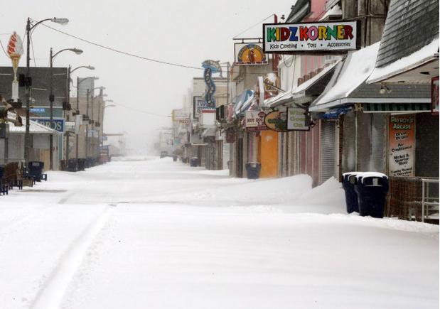 Snow along the Wildwood Boardwalk on March 17th, where upwards of 11" fell. Photo by Dale Gerhard/Press of Atlantic City March 2014 snow photo