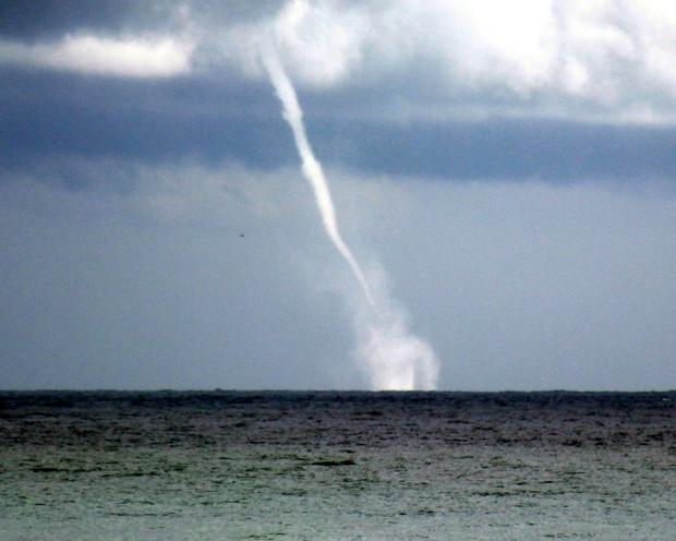 A waterspout off Lavallette (Ocean County) during the afternoon of October 21. (Credit: <a href="https://www.facebook.com/BarnegatBayIsland" target="new">Barnegat Bay Island Facebook page</a>) Waterspout photo