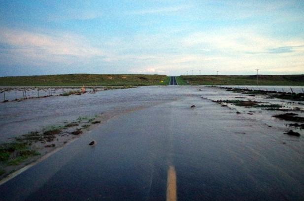 Flooded roadway after severe storms passed through. (Photo credit: Michael Lee) Storm Chasing Photo 4 (flash flooding)